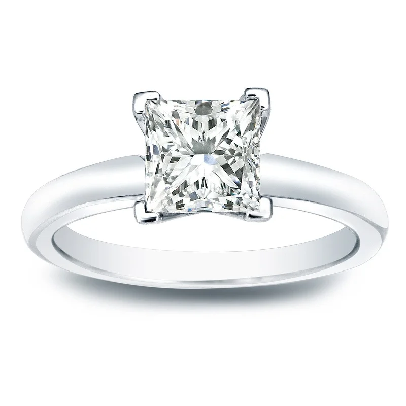 Auriya 10k Gold 1ctw Princess Cut Solitaire Diamond Engagement Ring (I-J, SI1-SI2)