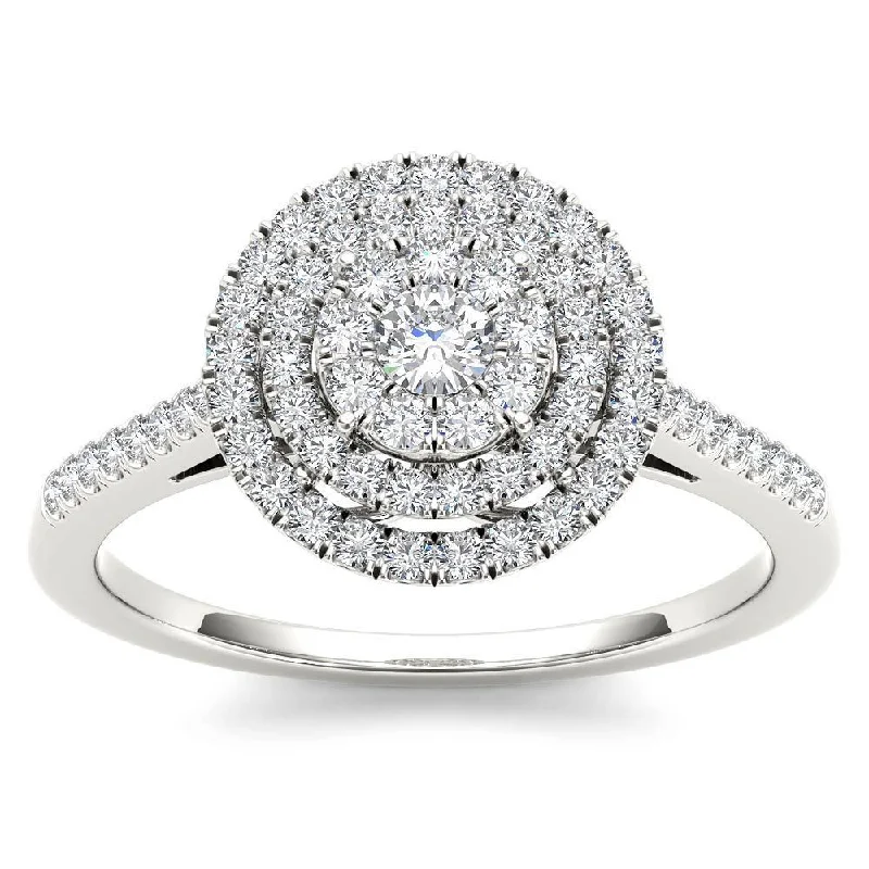 De Couer 14k White Gold 1/3ct TDW Diamond Double Frame Engagement Ring - White H-I - White H-I