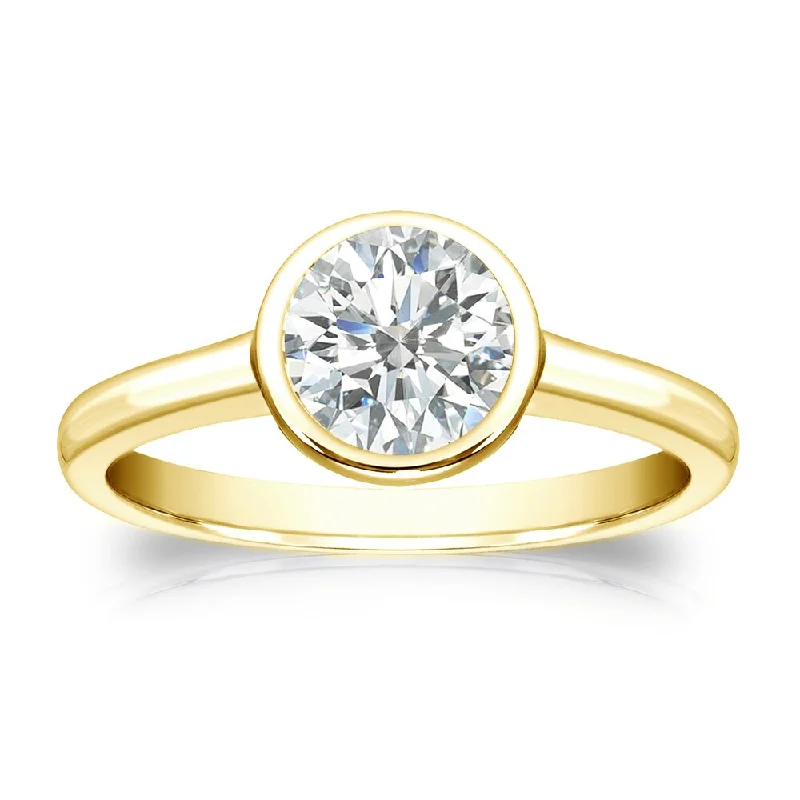 Auriya 18k Gold 3/4 carat TW Bezel-set Solitaire Diamond Engagement Ring (I-J, SI1-SI2)