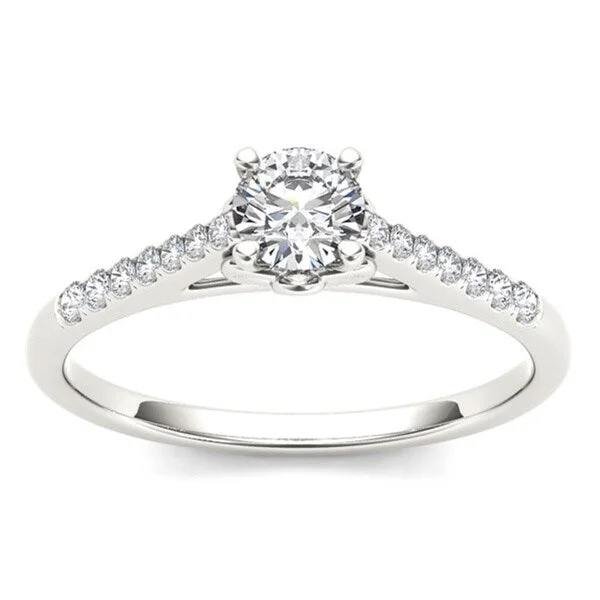 De Couer IGI Certified 10k White Gold 1/2ct TDW Diamond Solitaire Engagement Ring