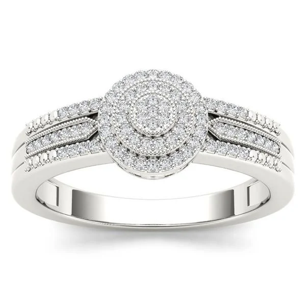 De Couer 10k White Gold 1/5ct TDW Diamond Halo Engagement Ring - White H-I