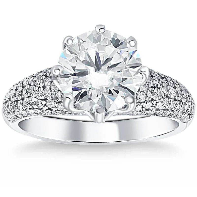 3.59Ct Certified Diamond Engagement Ring Wide White Gold Lab Grown