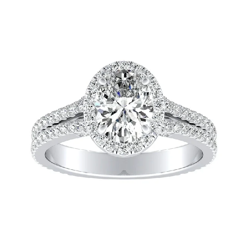 Auriya 18k Gold 9/10ctw Oval-cut Halo Diamond Engagement Ring (I-J, I1-I2)