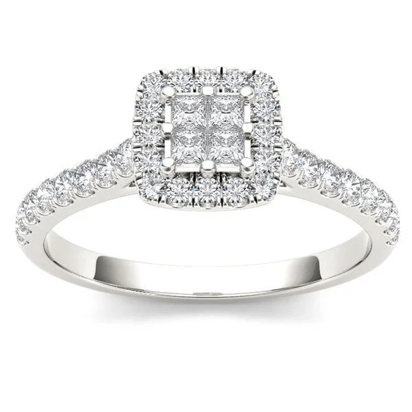 De Couer IGI Certified 10k Gold 1/2ct TDW Diamond Multi Stone Engagement Ring