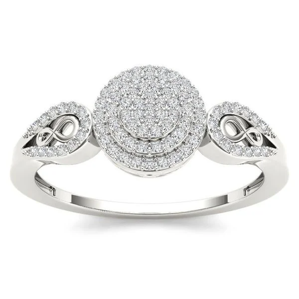 De Couer 10k White Gold 1/5ct TDW Diamond Halo Engagement Ring