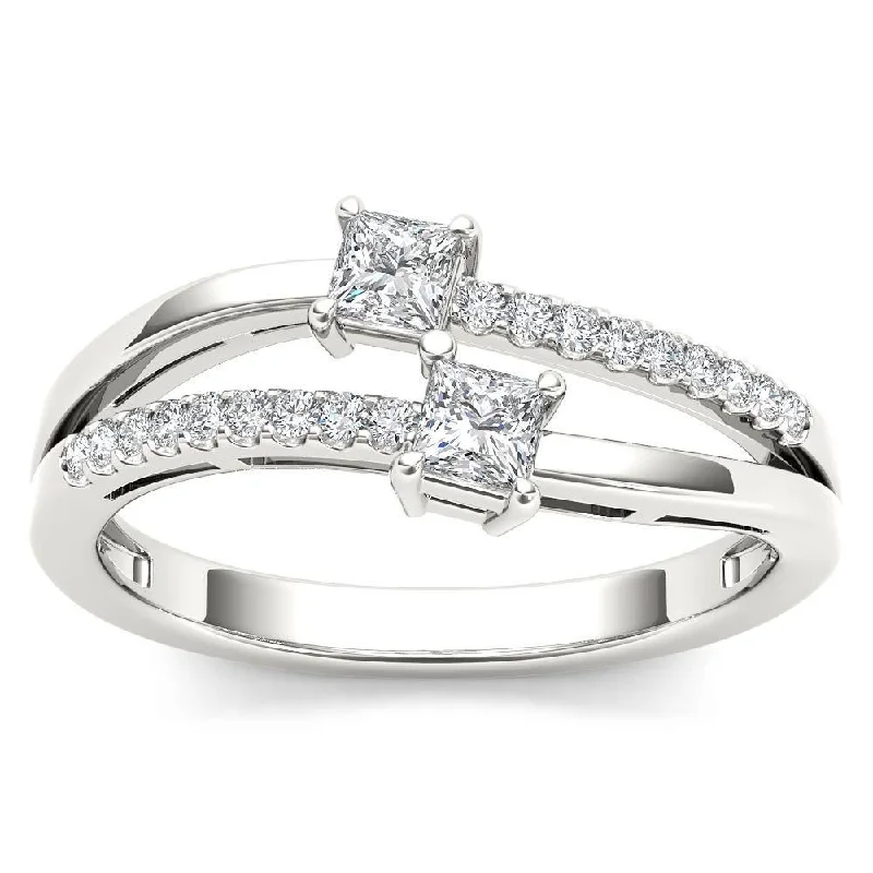 De Couer 14k White Gold 1/3ct TDW Two-Stone Diamond Engagement Ring - White H-I - White H-I