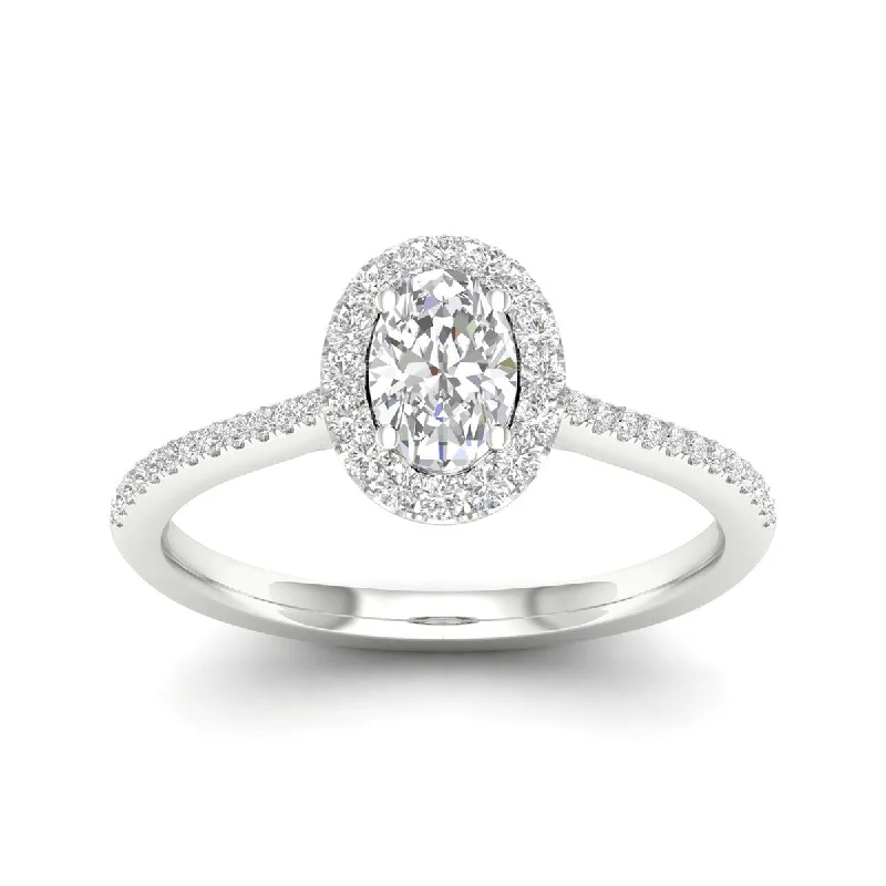 De Couer 10k Gold 1/3ct TDW Diamond Halo Engagement Ring