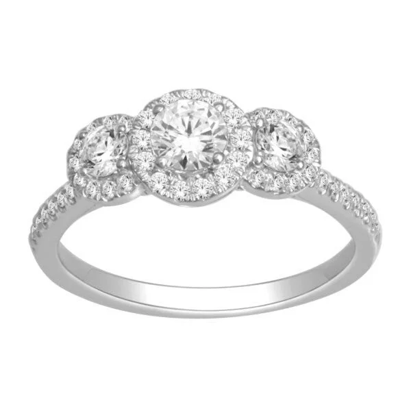 De Couer 10k White Gold 1ct TDW Diamond Three-Stone Engagement Ring