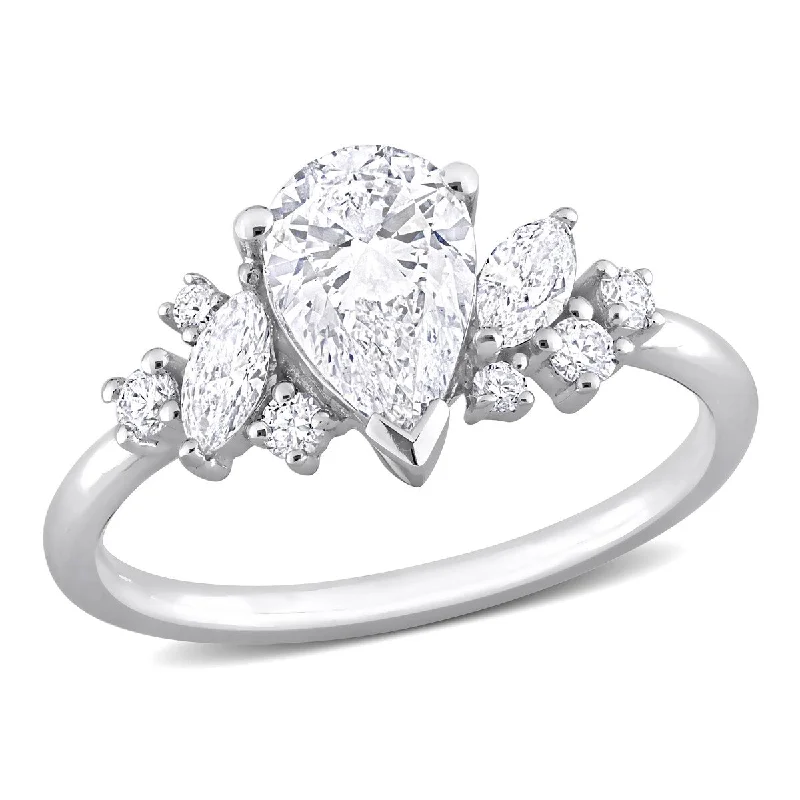 Created Forever 1 3/8ct TW Multi-Shaped Lab-Grown Diamond Cluster Engagement Ring in 14k White Gold