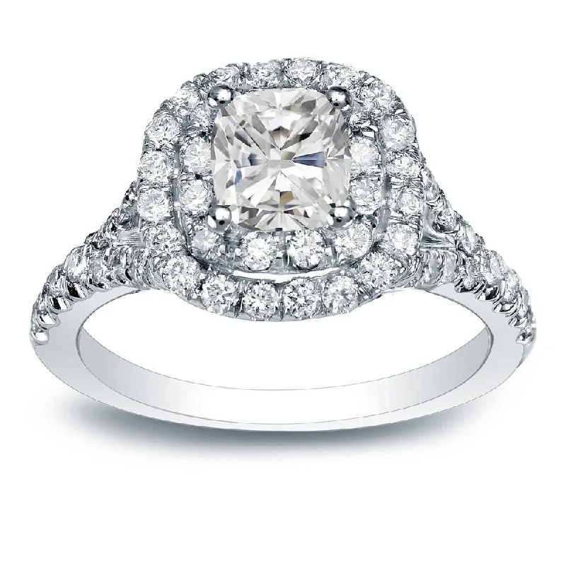 Auriya 14k Gold 1 3/4ctw Cushion-cut Halo Diamond Engagement Ring Certified (H-I, I1-I2)