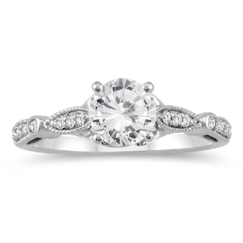 AGS Certified 1 1/10 Carat TW Diamond Engagement Ring in 14K White Gold (J-K Color, I2-I3 Clarity)