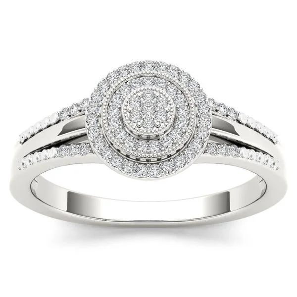 De Couer 10k White Gold 1/6ct TDW Diamond Halo Engagement Ring - White H-I - White H-I