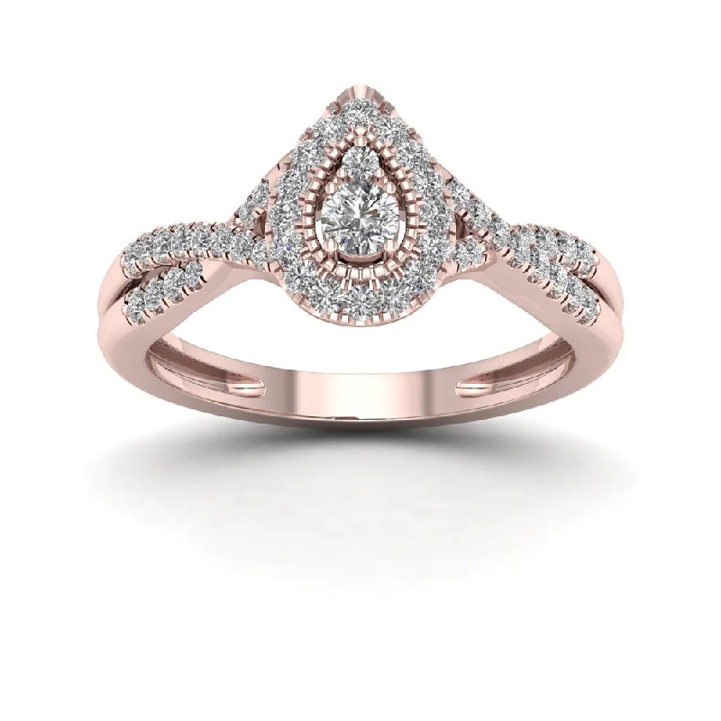 De Couer 1/3ct TDW Diamond Halo Engagement Ring - Pink