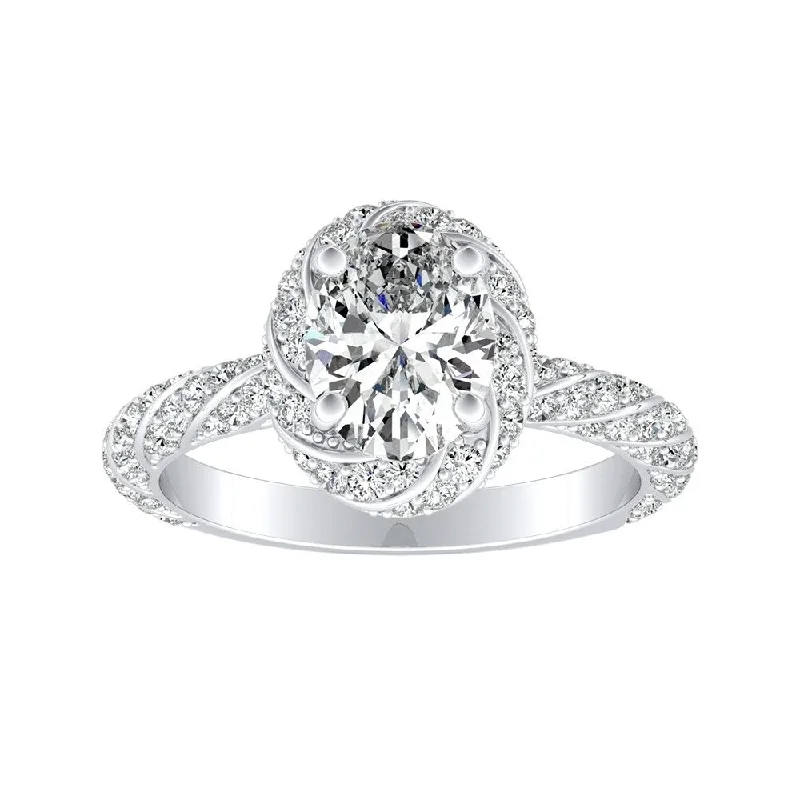 Auriya Platinum Vintage 1ctw Oval-cut Halo Diamond Engagement Ring (I-J, I1-I2)