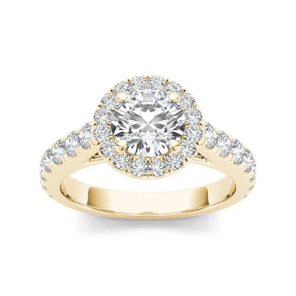 De Couer 14k Yellow Gold 1 1/2ct TDW Diamond Halo Engagement Ring