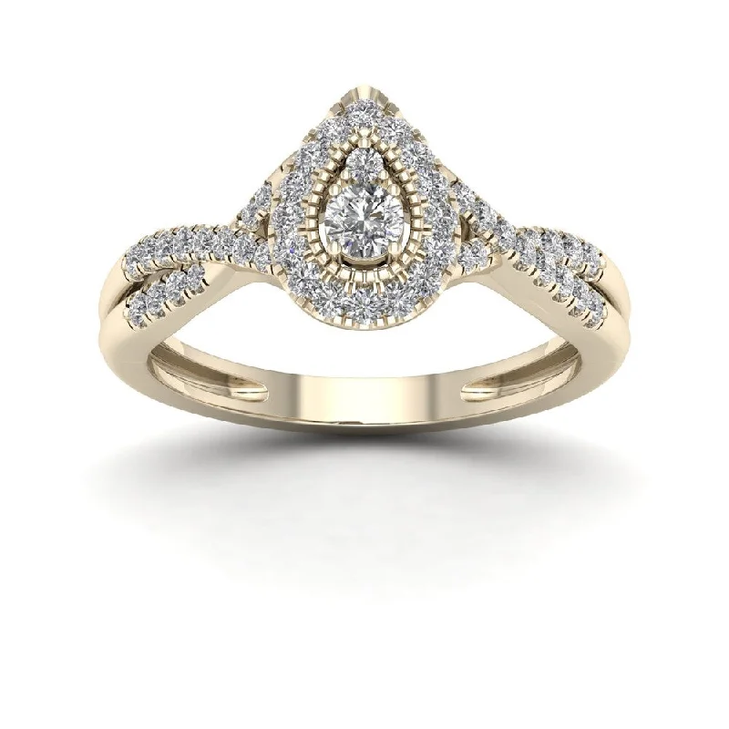 De Couer 1/3ct TDW Diamond Halo Engagement Ring - Yellow