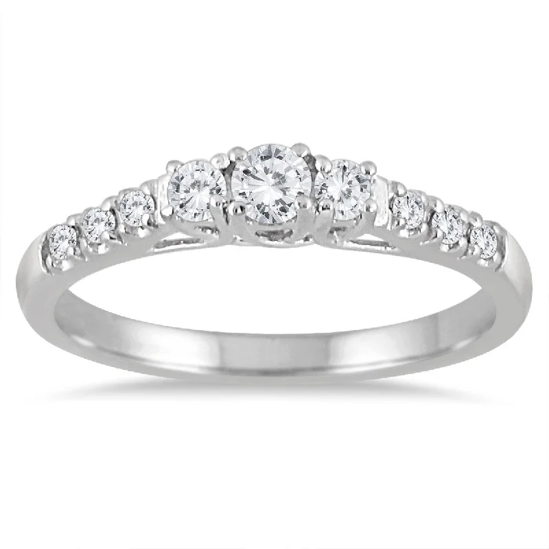 Marquee 1/3 Carat TW Diamond Three Stone Engagement Ring in 10K White Gold