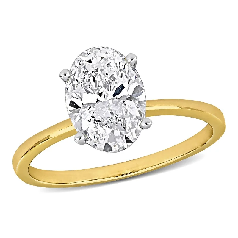 Created Forever 2ct TW Oval Lab-Grown Diamond Solitaire Engagement Ring in 14k Yellow Gold