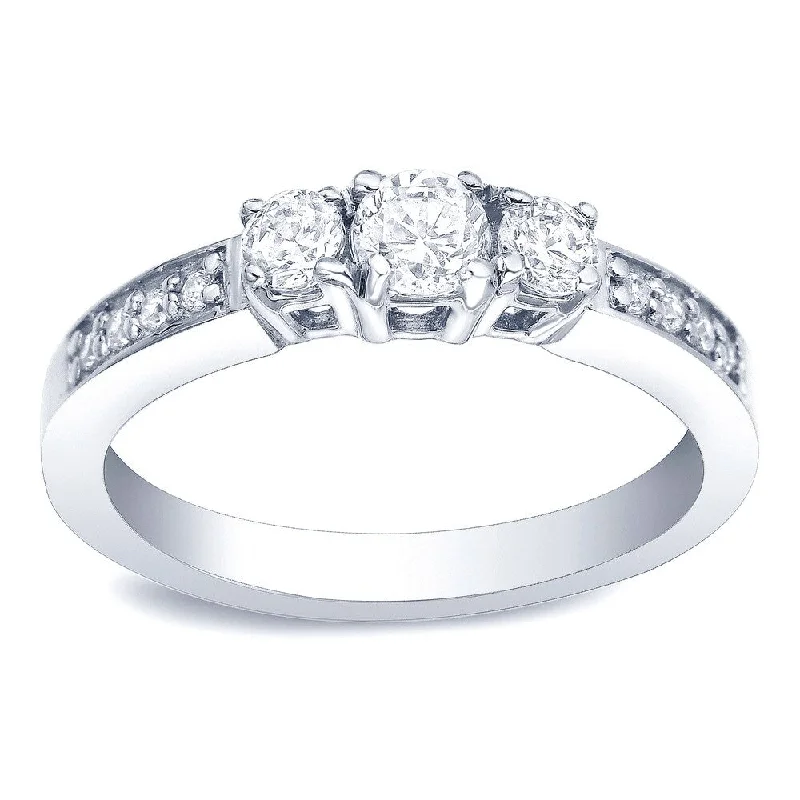 Auriya Platinum 1/2ct TDW Round 3-Stone Diamond Engagement Ring (H-I. SI2-SI3)