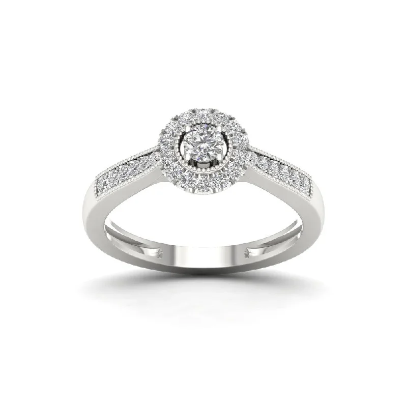 De Couer 1/3ct TDW Diamond Halo Engagement Ring - White