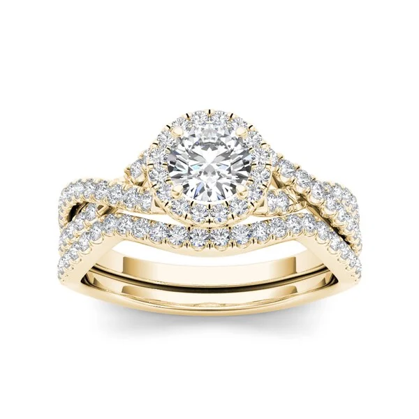 De Couer 14k Yellow Gold 1ct TDW Diamond Engagement Ring