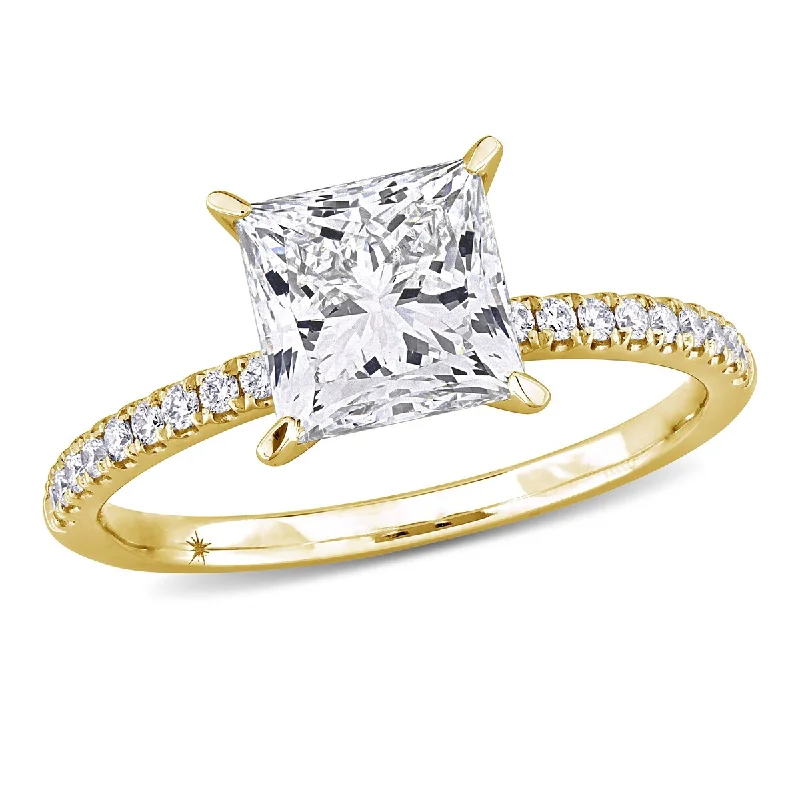 Created Forever 2 1/6ct TW Princess Lab-Grown Diamond Solitaire Engagement Ring in 14k Yellow Gold