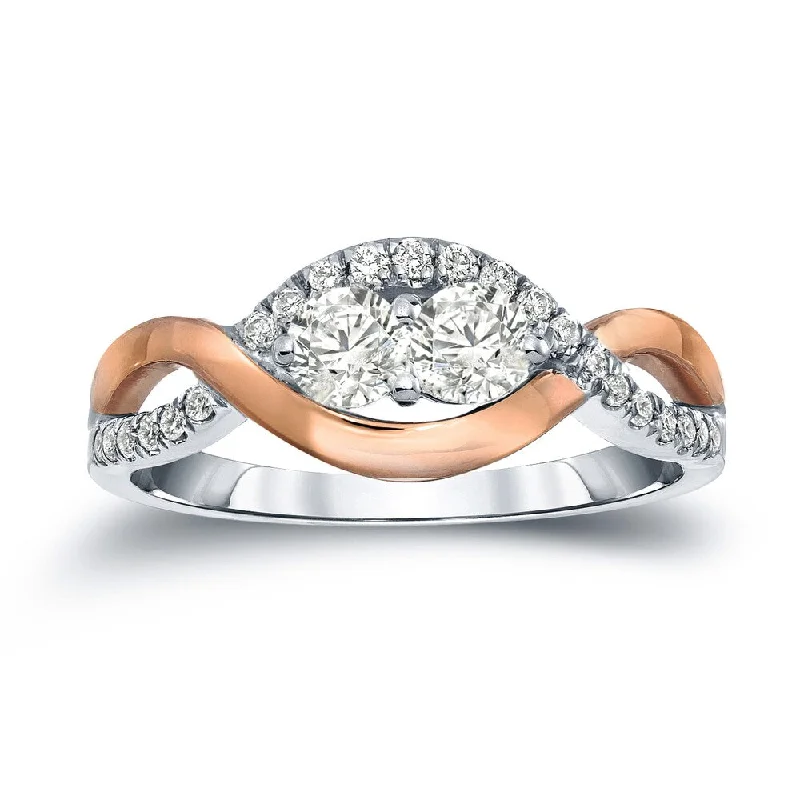 Auriya 14k Two-Tone Gold 1ct TDW 2-Stone Infinity Diamond Engagement Ring (J-K, I1-I2)