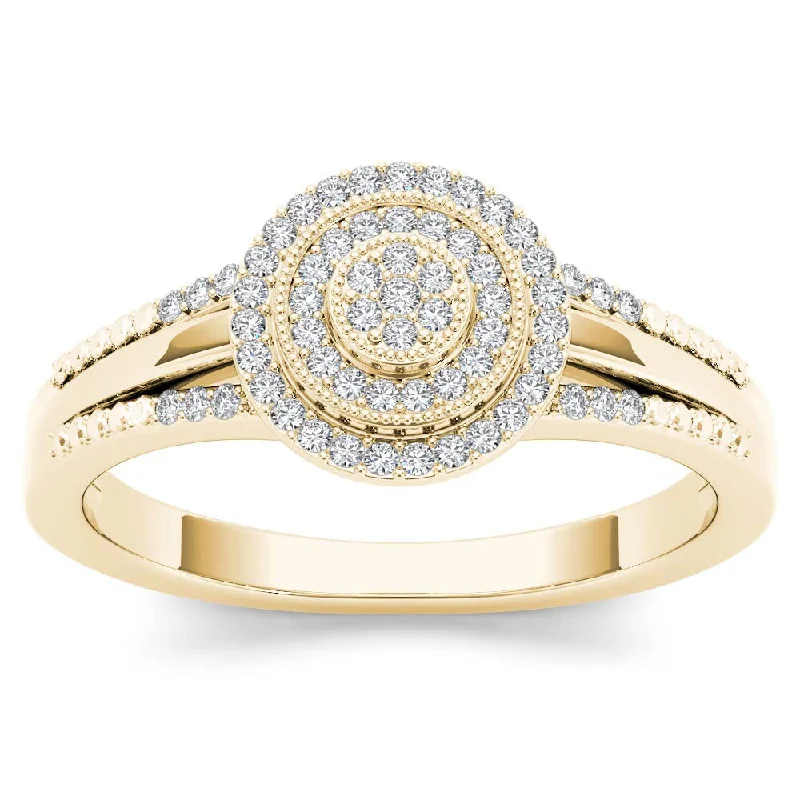 De Couer 10k Yellow Gold 1/6ct TDW Diamond Halo Engagement Ring