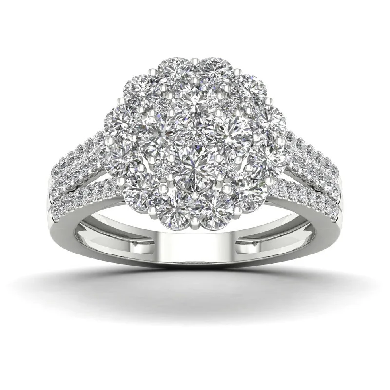 De Couer 1 3/4ct TDW Diamond Halo Engagement Ring - White