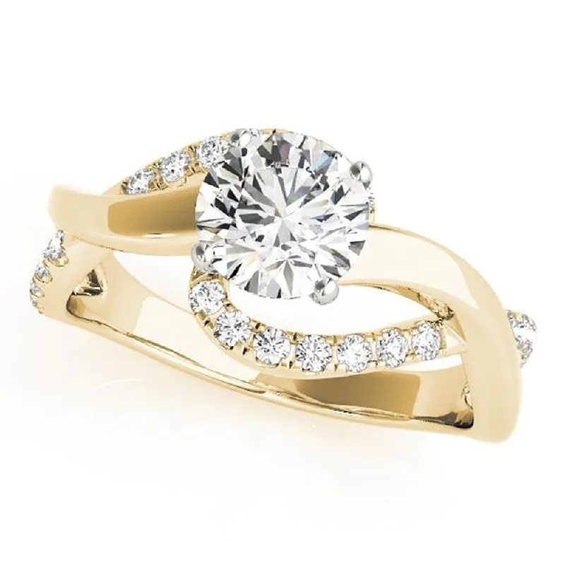 Auriya 14k Gold Modern 2ct Round Moissanite and 1/4ct TDW Diamond Engagement Ring (G-H, VS1-VS2)