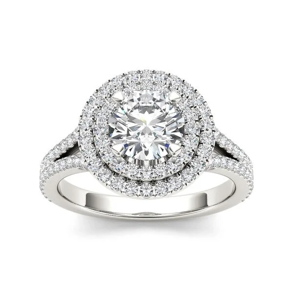 De Couer 14k White Gold 1 1/2ct TDW Diamond Double Halo Engagement Ring