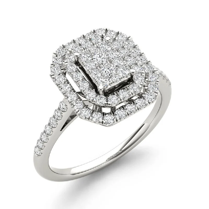 De Couer IGI Certified 1/2ct TDW Diamond Cluster Halo Engagement Ring