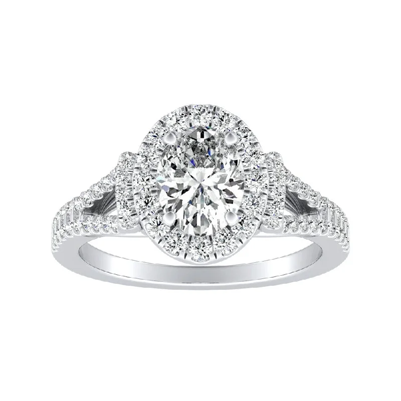 Auriya Platinum 1 1/10ctw Modern Oval Halo Diamond Engagement Ring (I-J, I1-I2)